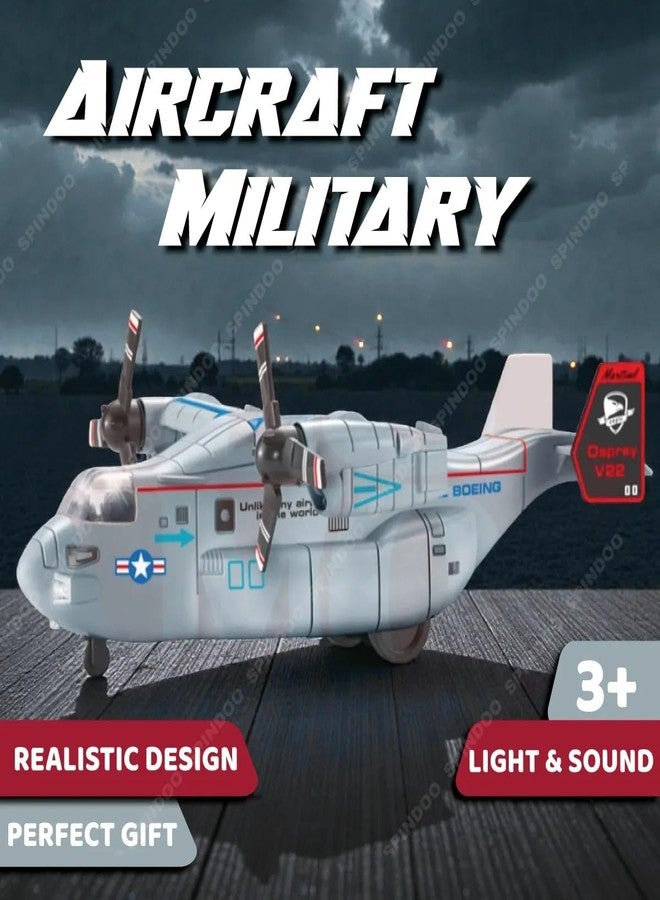 Spindoo V-22 Osprey Military Aircraft Toy for Kids 3+ | Friction Powered Army Plane with Lights & Sounds | Realistic Military Airplane Educational Toy for Boys & Girls - Image 2